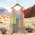 Women's Loose Floral Patchwork Linen Suspender Sleeveless Tank Top elevenforest