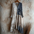 Japanese Floral Sashiko & Lace Flowy Maxi Dress elevenforest