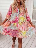 Vintage Floral Pattern Vacation Mini Dress elevenforest