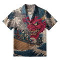 Demon And Samurai At Sea Aloha Hawaiian Shirt elevenforest