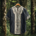 Men's Viking Celtic Embroidery Art Linen Shirt elevenforest