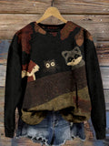 Cute Forest Animals Applique Art Cozy Knit Sweater artswardrobe