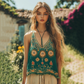 Vintage Ethnic Floral Embroidery Pattern Women's Vest elevenforest