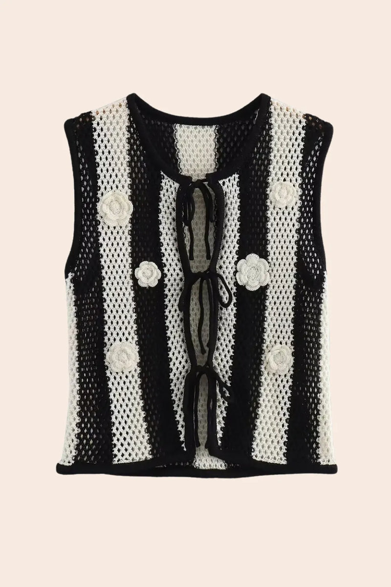 Hermosa Applique Hollow Knit Vest