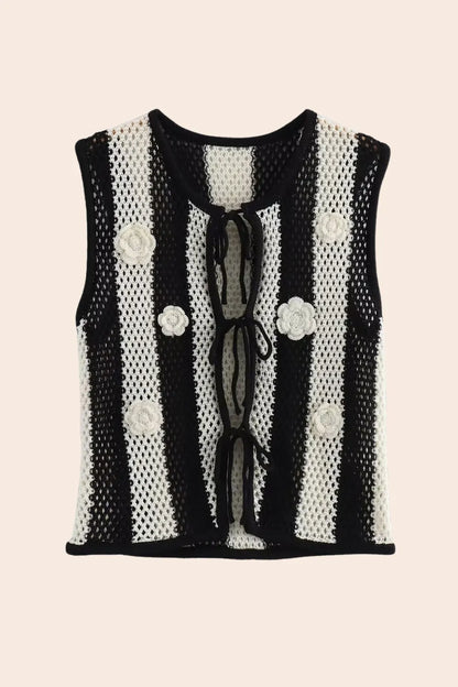Hermosa Applique Hollow Knit Vest