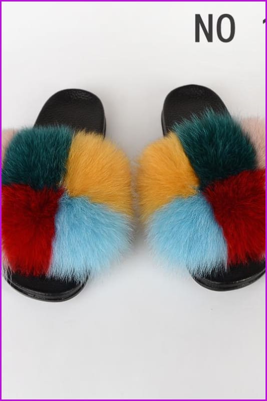 {5-7 Days Wait for Make} New Color Fox Fur Slides F639