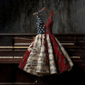 Vintage Sequin Music Notes And Geometry Flag Art Midi Dress elevenforest