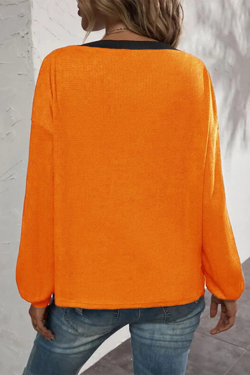 Patchwork Buttons V Neck T-shirts(7 Colors)