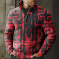 Men's Retro Text Pattern Contrast Zip Sweater elevenforest