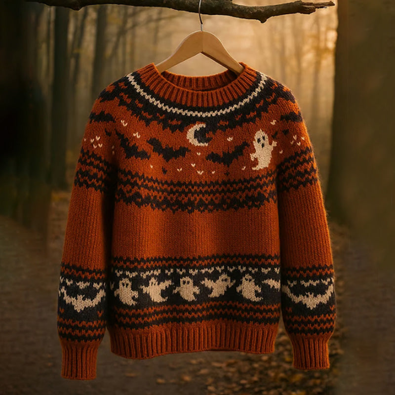 Women's Retro Halloween Print Sweater artswardrobe