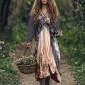 Vintage Floral Print Loose Midi Dress elevenforest