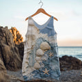 Vintage Starfish And Shell Ocean Inspired Cozy Linen Tank Top elevenforest