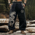 Men's Retro Viking Dragon Print Casual Pants elevenforest