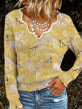 Japanese Garden Print Lace Collar Sweater elevenforest