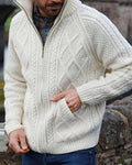 Mens Vintage Fair Isle Jacquard Weave Knitted Pocket Cozy Sweater elevenforest