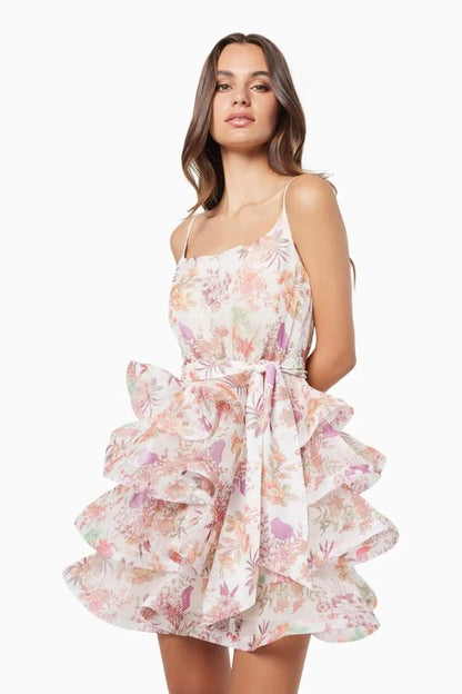 Monica Printed Ruffle Mini Dress