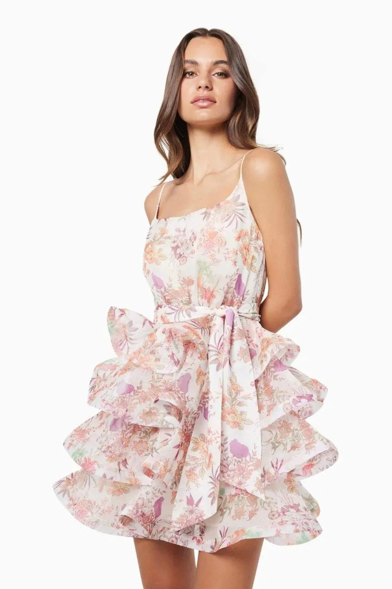 Monica Printed Ruffle Mini Dress