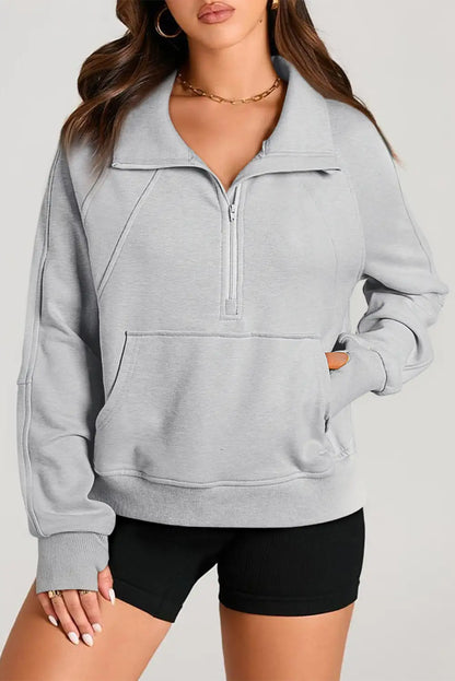 Light Grey Quarter Zip Sweatshirt