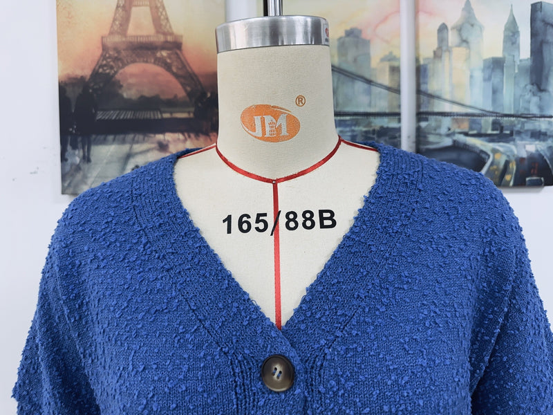 Autumn Winter Clothing V Neck Buttons Color Knitted Cardigan Coat Sweater