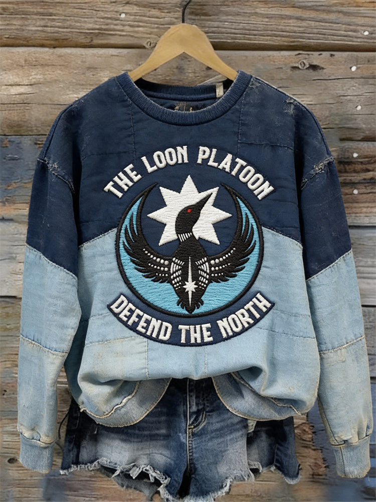 Comstylish Ice Out Minnesota Loon Vintage Patchwork Sweatshirt
