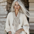 Vintage Fringe Art Cotton Linen Long Sleeve Shirt elevenforest