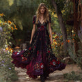 Women's Retro Red Rose Skull Embroidery Pattern Casual Short Sleeve Dress elevenforest