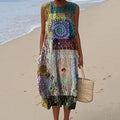Vintage Patchwork Art Linen Tank Dress elevenforest