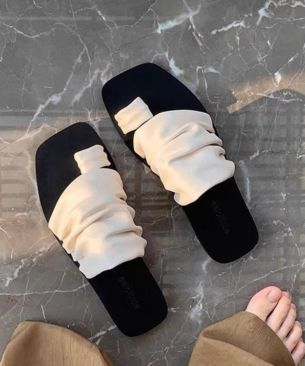 Summer New White Toe Flat Wrinkled Slippers Jj023