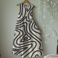 Vintage Stripe Art Linen Tank Midi Dress elevenforest