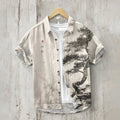 Japanese Landscape Tree Art Linen Blend Shirt elevenforest