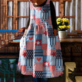 Women's Independence Day Flag Print Sleeveless Loose Midi Dress elevenforest