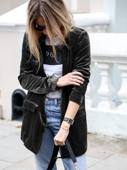 New Color Suit Cardigan Mid-length Jacket