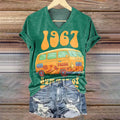 Women's Hippie Car Art Print V-Neck Casual T-Shirt