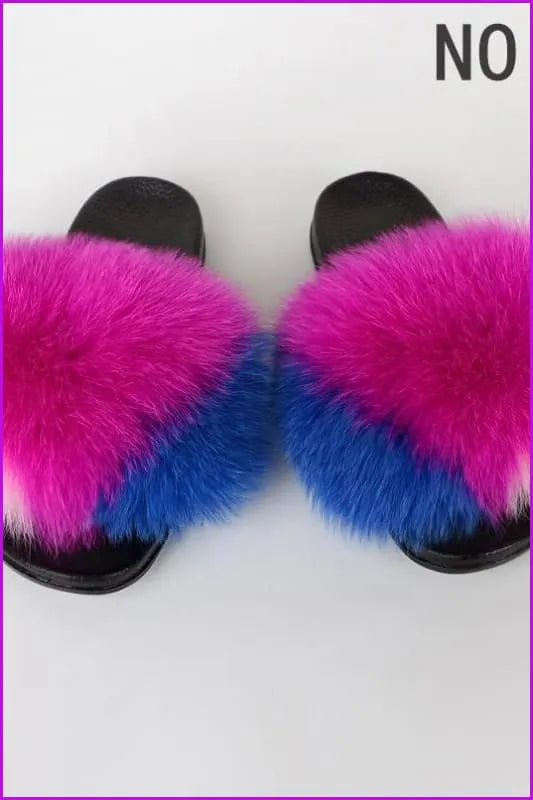 {5-7 Days Wait for Make} New Color Fox Fur Slides F639