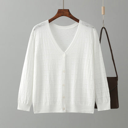 Ice Silk Knitted Cardigan Summer Matching Skirt Anti Loose Shawl Air Conditioning Shirt Outer Wear Thin Coat Top