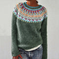 Vintage Tribal Floral Icelandic Knit Pullover Sweater elevenforest