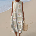 Vintage Floral Stripe Print Crew Neck Dress elevenforest