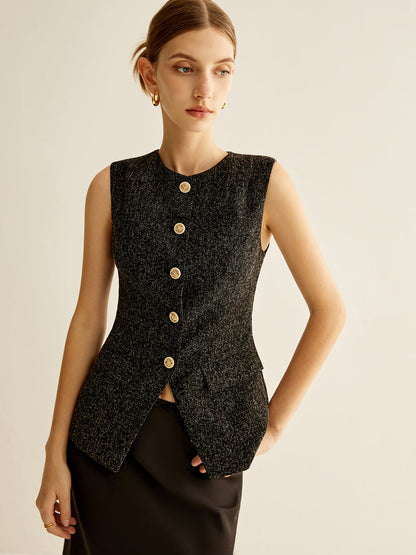 Breasted Piping Split Vest