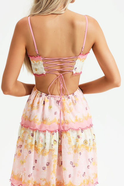 Cami Tiered Ruffle Hem Backless Maxi Dress