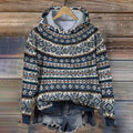 Vintage Knitted Icelandic Style Hooded Sweater elevenforest