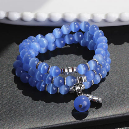 Buddha Stones Cat Eye Pixiu Support Triple Wrap Bracelet
