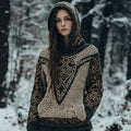 Women's Viking Totem Celtic Knot Vintage Pocket Hooded Sweater elevenforest