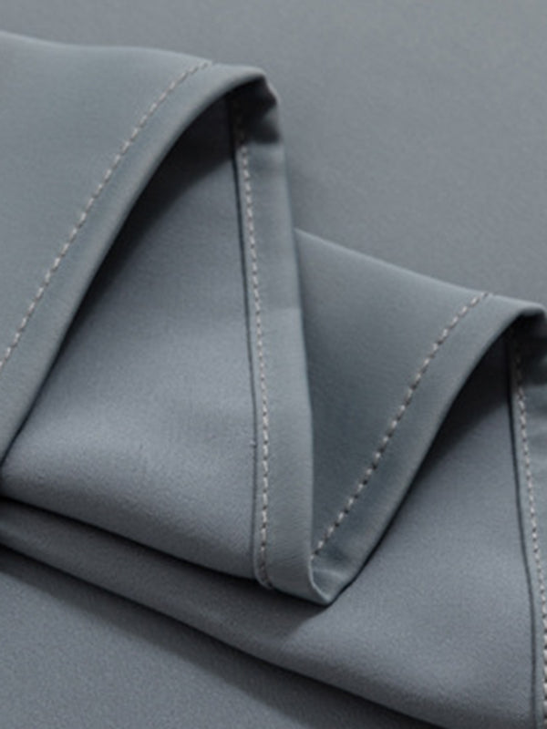 Loose Puff Sleeves Pleated Split-joint High Neck Blouses&shirts Tops