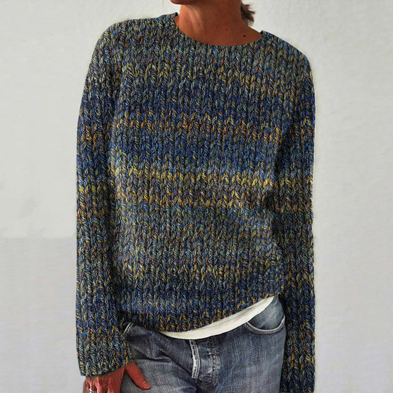 Women's Vintage Colorful Chunky Knit Crochet Art Cozy Sweater elevenforest
