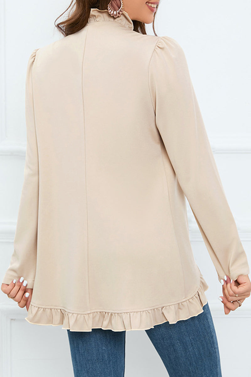 Buckle Flounce Lotus Leaf Collar Outerwear