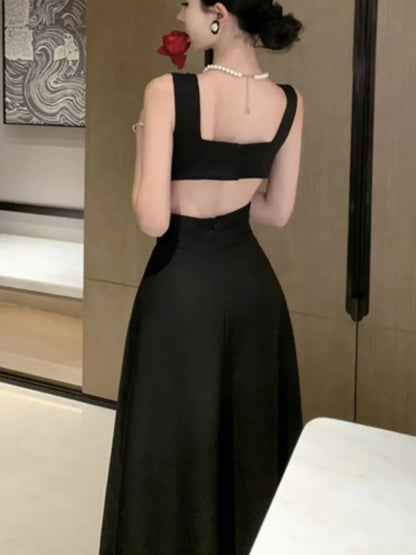 Backless Evening Party Dress Sleeveless A-line Long Dresses for Spring Summer Prom Robe Vestidos Mujer New