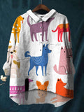Cute puppy Print Cotton And Linen Shirt