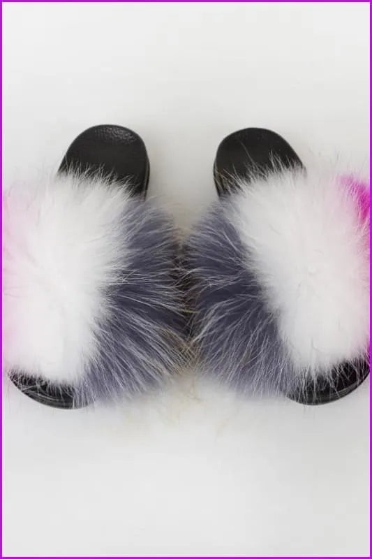 {5-7 Days Wait for Make} New Color Raccoon Fur Slides F580