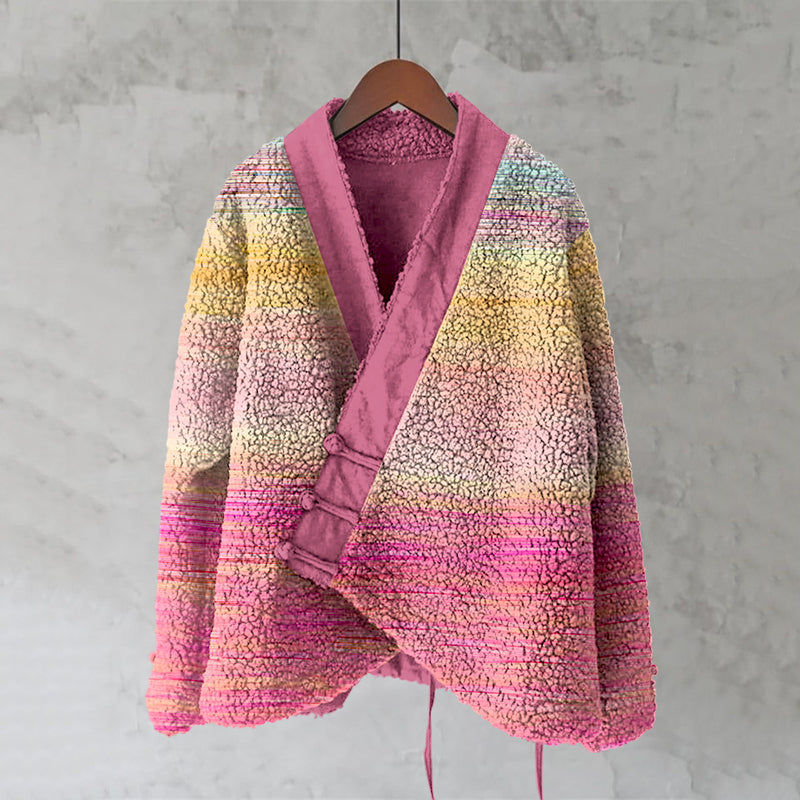 Vintage Pink Gradient Art Women's Kimono Cardigan elevenforest