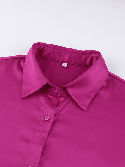 Loose Wrap Feathers Color Split-joint Lapel Collar Blouses&shirts Tops